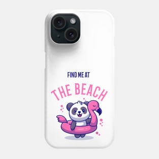 Find me at the beach baby panda gift for sumer vacation holidays Phone Case