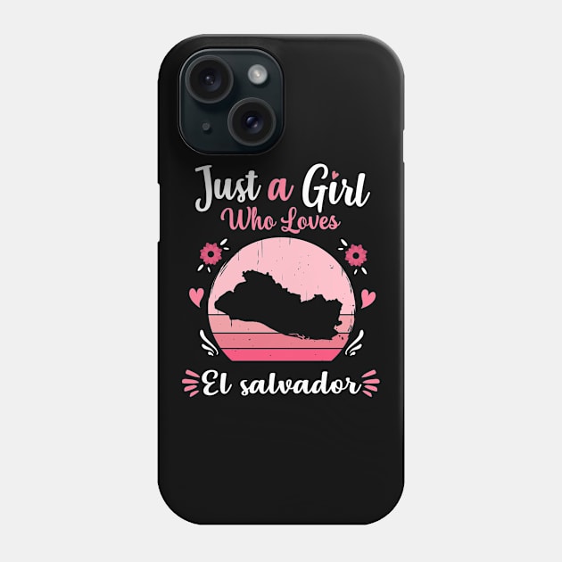 Just A Girl Who Loves El Salvador Pink Retro Vintage gift idea Phone Case by Lyume