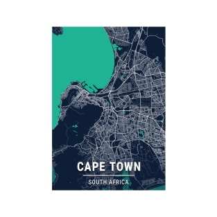 Cape Town Blue Dark Color City Map T-Shirt