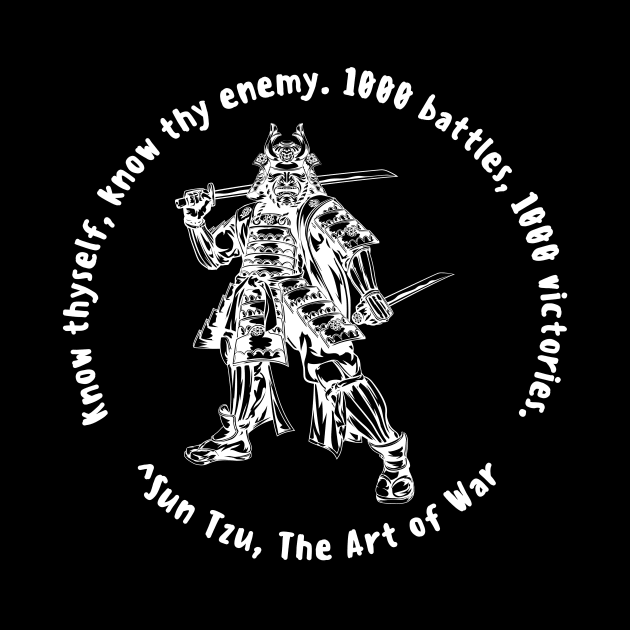 Designs for Warriors - Sun Tzu - Know Thyself - White Text by Underthespell