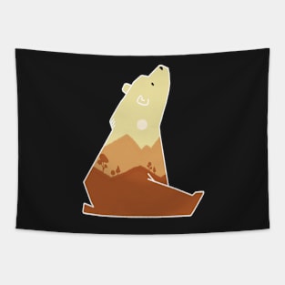 Cute Sunset Mountain Bear Tapestry