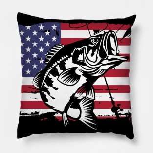 Fish American flag Shirt Patriotic Fishing 4th of July Tank Top Pillow