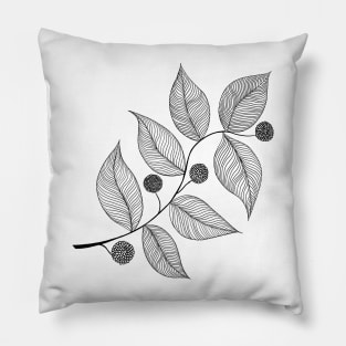 Leaves and Pods in Ink Pillow
