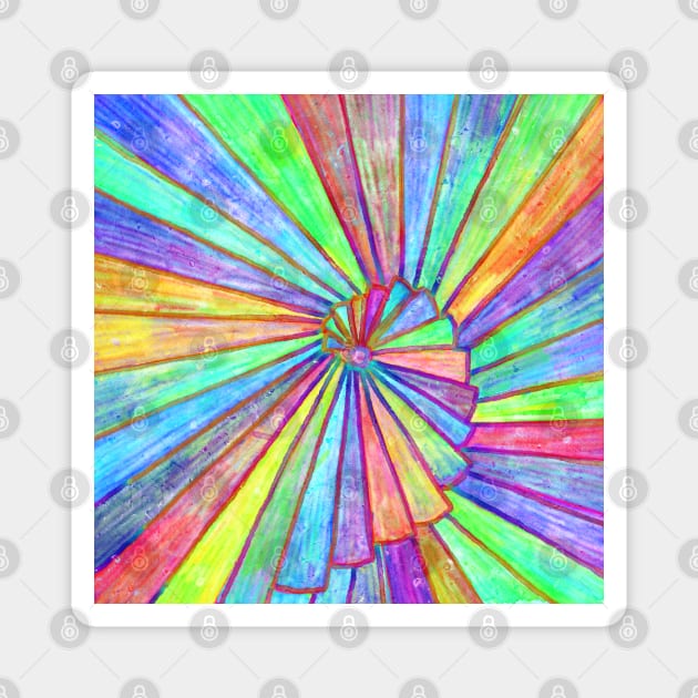 Patterns spiral abstract rainbow art Magnet by Pragonette