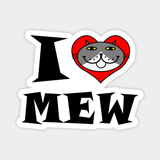 I Heart Cat - Grey and White Tuxedo Cat Magnet