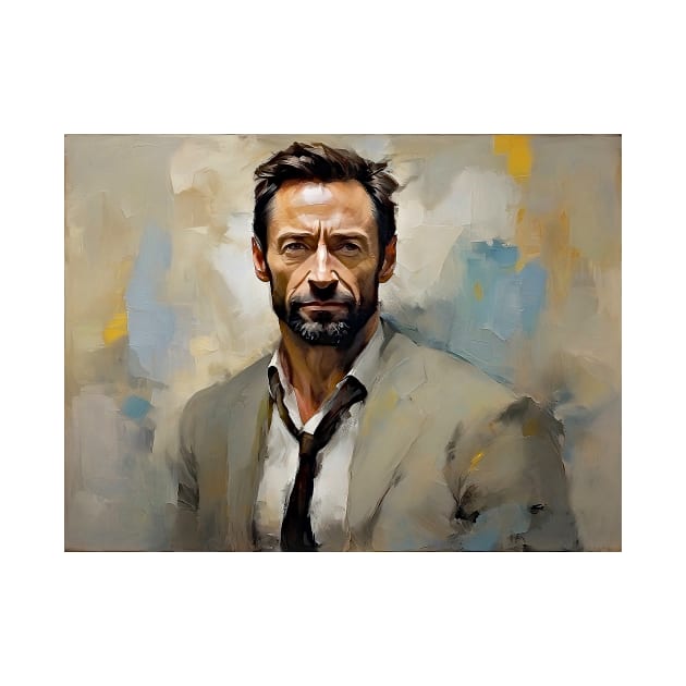 watercolor portrait of Hugh Jackman by bogfl