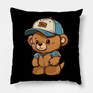 cute astronaut riding rocket and waving hand cartoon Pillow