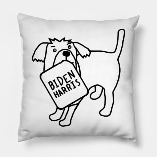 Minimal Dog with Biden Harris Sign Line Drawing Pillow