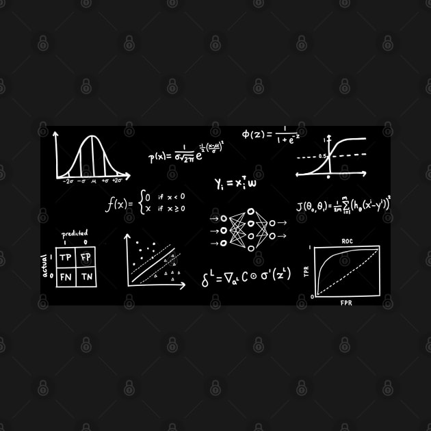 Machine Learning Equations and Graph - Black and White by alissawang