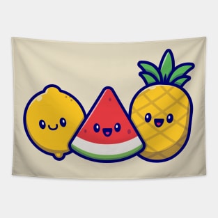 Cute Lemon, Watermelon And Pineapple Tapestry