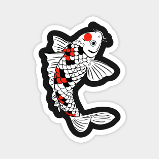 Jumping Koi Carp Fish with Red Black White Scales and Blue Eyed Magnet