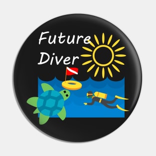 Children's Clothing Future Diver, with white lettering Pin