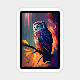 Owl Bird Animal Portrait Painting Wildlife Outdoors Adventure Magnet