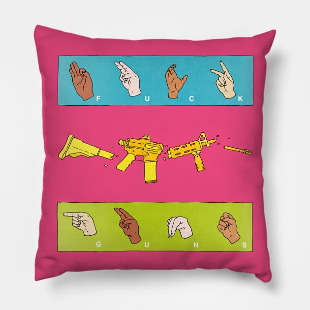 Anti-Guns, political design Pillow by BryanWestArt