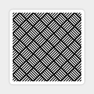 Herringbone Pattern White on Black Magnet