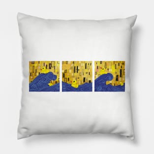 Rubber duckies in distress - based loosely on Hokusai II and Gustav Klimt Pillow