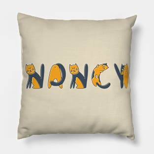 Nancy | Girl Name | Cat Lover | Cat Illustration Pillow