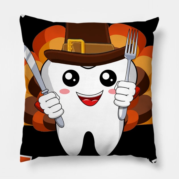 I_m Ready For Turkey Cute Tooth Dental Thanksgiving Pillow by Danielsmfbb