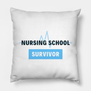 Nursing School Survivor black and blue text design Pillow