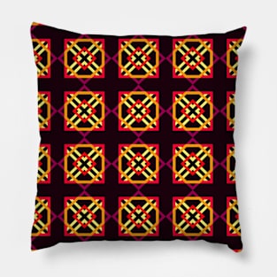 Geometric multicolor diamonds and squares repetion set collage Pillow