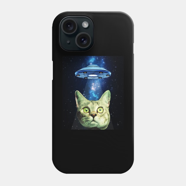 Cat UFO Space Galaxy Phone Case by UNDERGROUNDROOTS