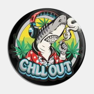 Chill Out: Hip Hop Shark Art Piece Pin