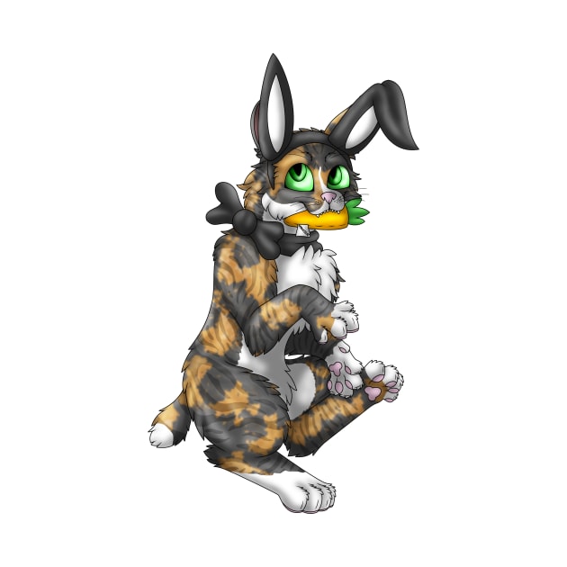 Bobtail BunnyCat: Tortie-Tabby (Black) by spyroid101