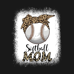 Leopard Baseball Softball Mom Baseball Lover Mother's Day T-Shirt