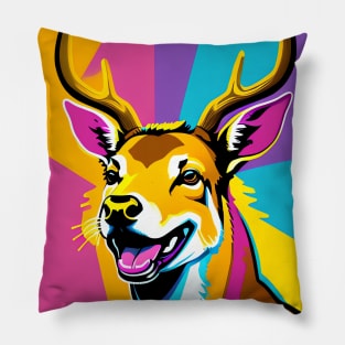 Modern Abstract Pop Art Style Laughing Deer Drawing Pillow