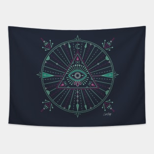 Green & Purple Evil Eye Mandala Tapestry