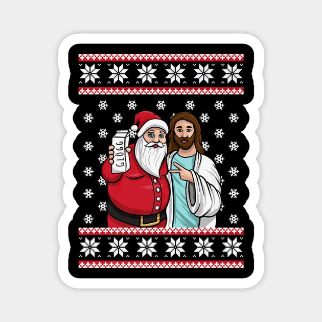 Drinking Party Santa Jesus Lover Glogg Magnet by Melaine GoddessArt