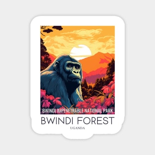 A Pop Art Travel Print of Bwindi Impenetrable National Park - Uganda Magnet