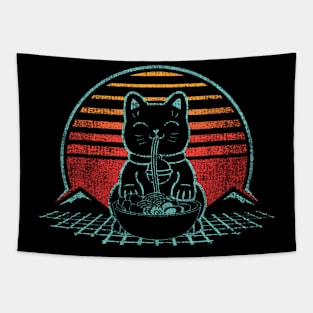 Anime Ramen Cat Retro Japanese Noodles Aesthetic Kawaii Tapestry