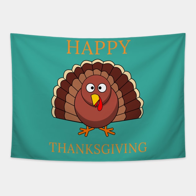 Happy Thanksgiving Day Funny Cartoon Turkey Gift Tapestry by klimentina