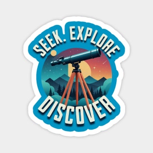 Galactic Explorer: Antique Telescope Astronomy Magnet