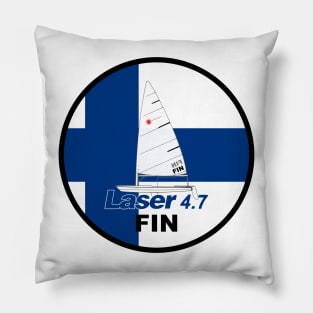 laser class sailboat on flag Finland Pillow