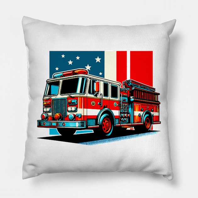 Fire Truck Pillow by Vehicles-Art