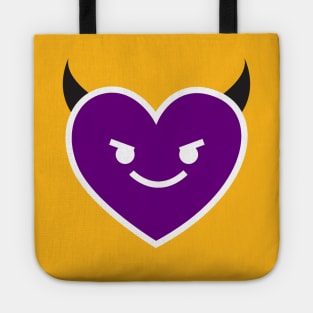 Wicked Purple Devil Horned Smiley Evil Heart Emoticon Tote