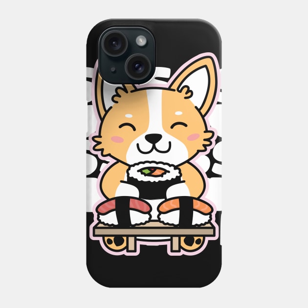 Corgi Eating Sushi Phone Case by DetourShirts