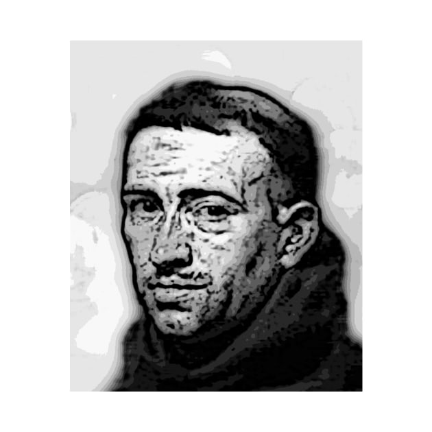 William of Ockham Black and White Portrait | William of Ockham Artwork  12 by JustLit