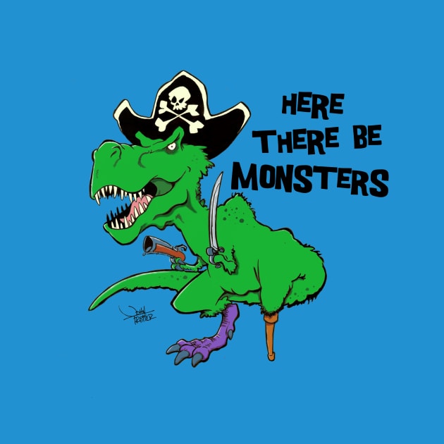 Pirate Rex-Here There Be Monsters (Color) by Paintmonkey Studios