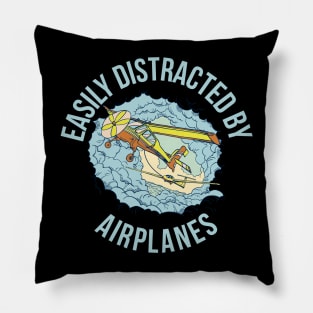 Distracted By Airplanes Funny Aviation Gift Pillow