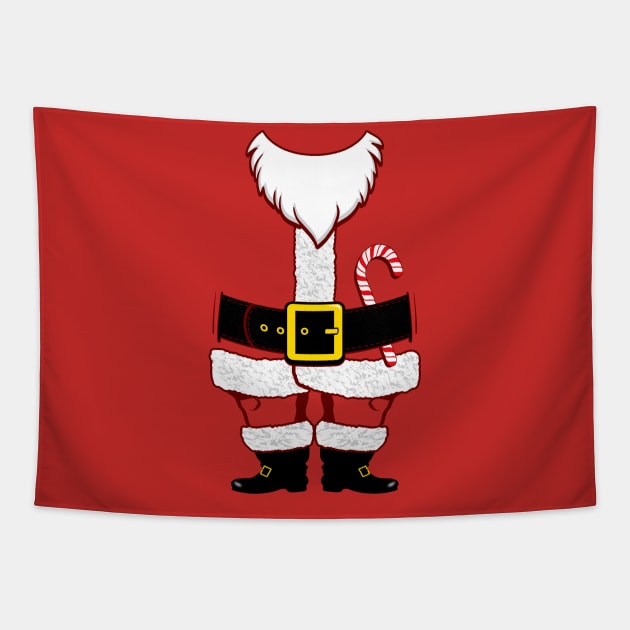 Mini Santa Claus Costume with Christmas Beard and Candy Cane T-Shirt Tapestry by ChattanoogaTshirt