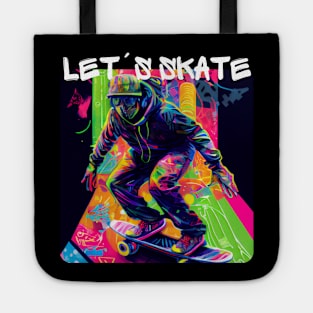 Lets Skate - Cool skater on the street - Graffiti Style 7 Tote