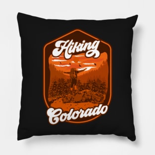 Hiking vintage badge Colorado Pillow