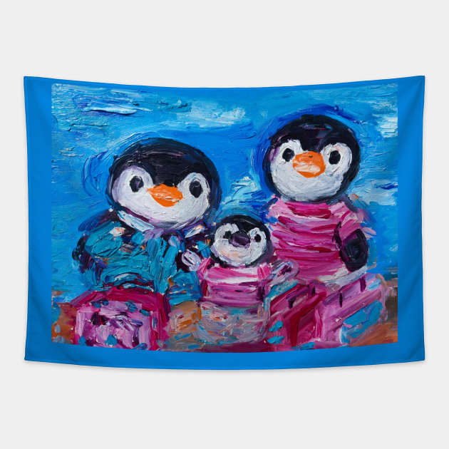 Penguin Family Tapestry by tanyazevallos