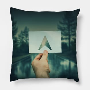 holding gps arrow Pillow