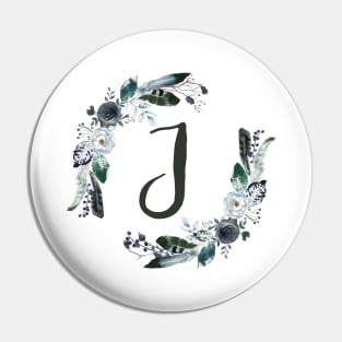 Floral Monogram J Dark Bohemian Flora Pin