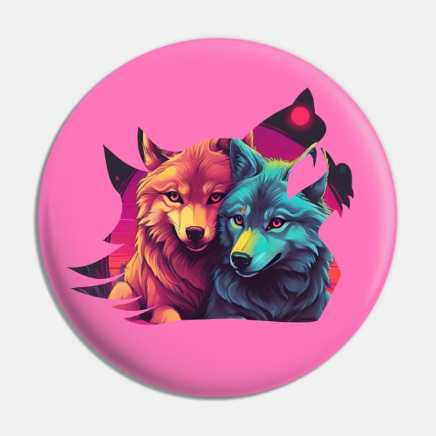 HOWLING LOVE WOLVES SNUGGLING RETROWAVE WOLVE SILHOUETTE Pin by StayVibing
