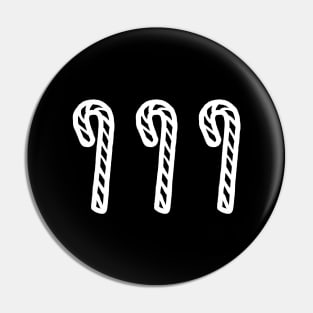 White Line Three Christmas Candy Canes Pin